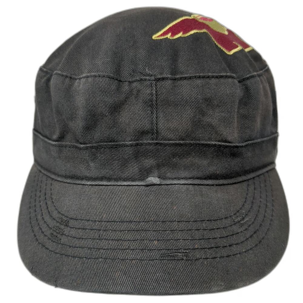 Alternative Black Army Cap One Size Strapback Cotton Hat Graphic Side Stitch